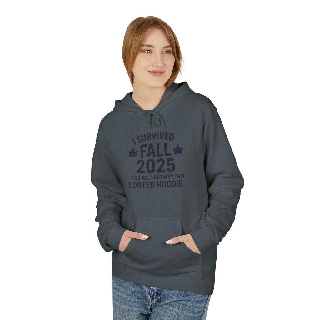 I Survived Fall 2025 Hoodie – Looted Hoodie Meme Sweatshirt – Fall of Humanity Collection – Trash Cult Supply Co.