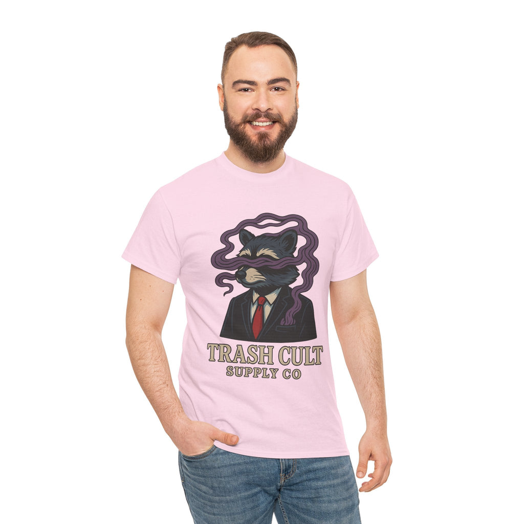 Suited Raccoon Smoke Design – Trash Cult Supply Co | Bold Graffiti Tattoo Tee