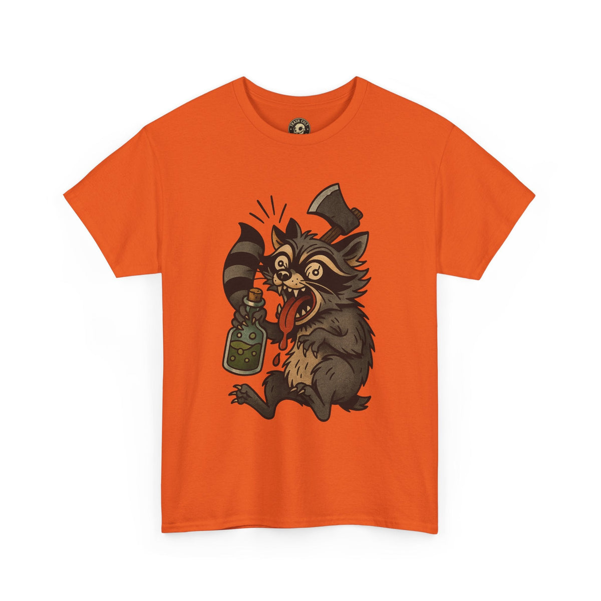 Unhinged Raccoon Shirt – Chaos Gremlin with Axe & Potion | Tattoo Style Tee