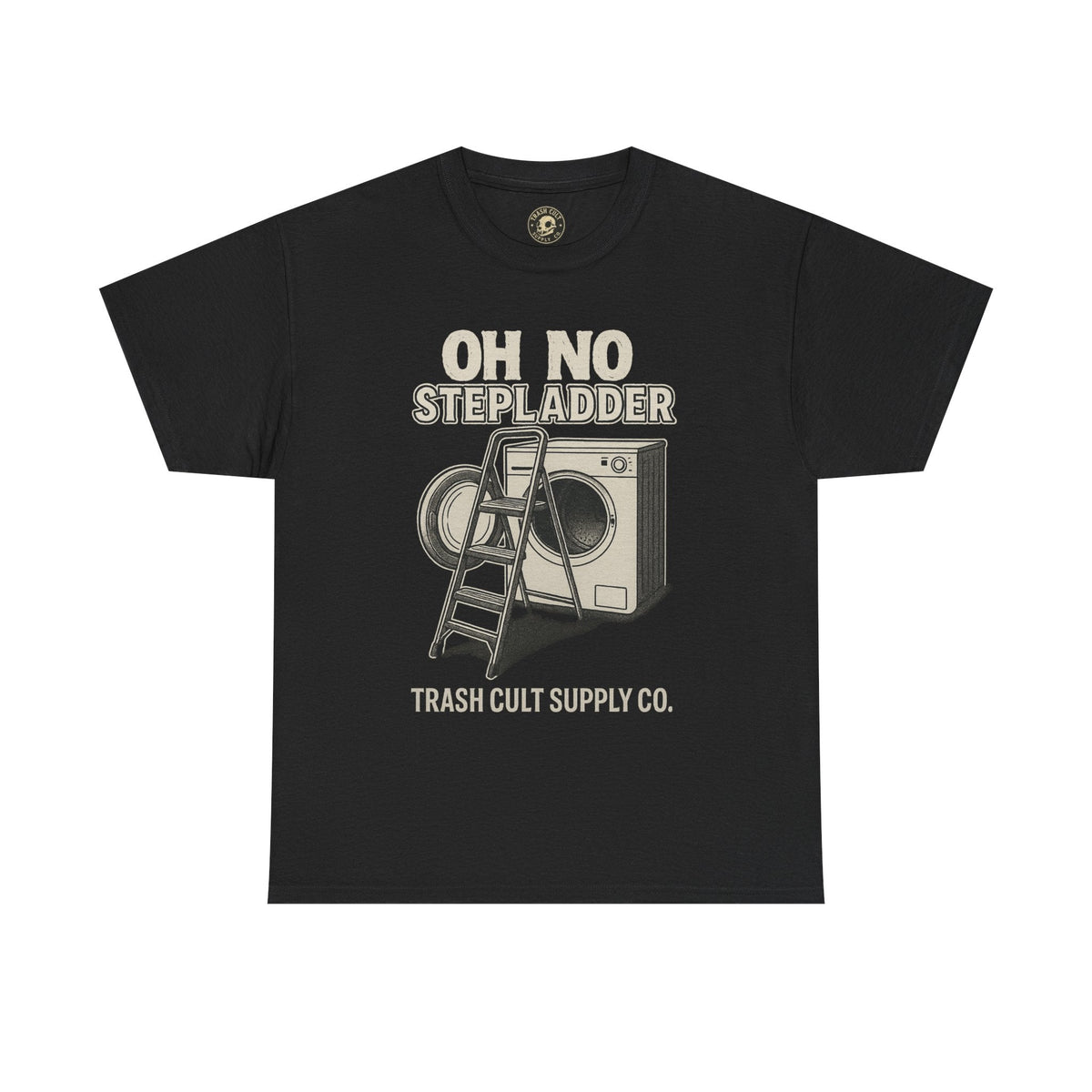 Funny Vintage Unisex Heavy Cotton Tee - OH NO STEP LADDER, Humorous Gift, Casual Wear, Funny Shirt, Novelty T-Shirt