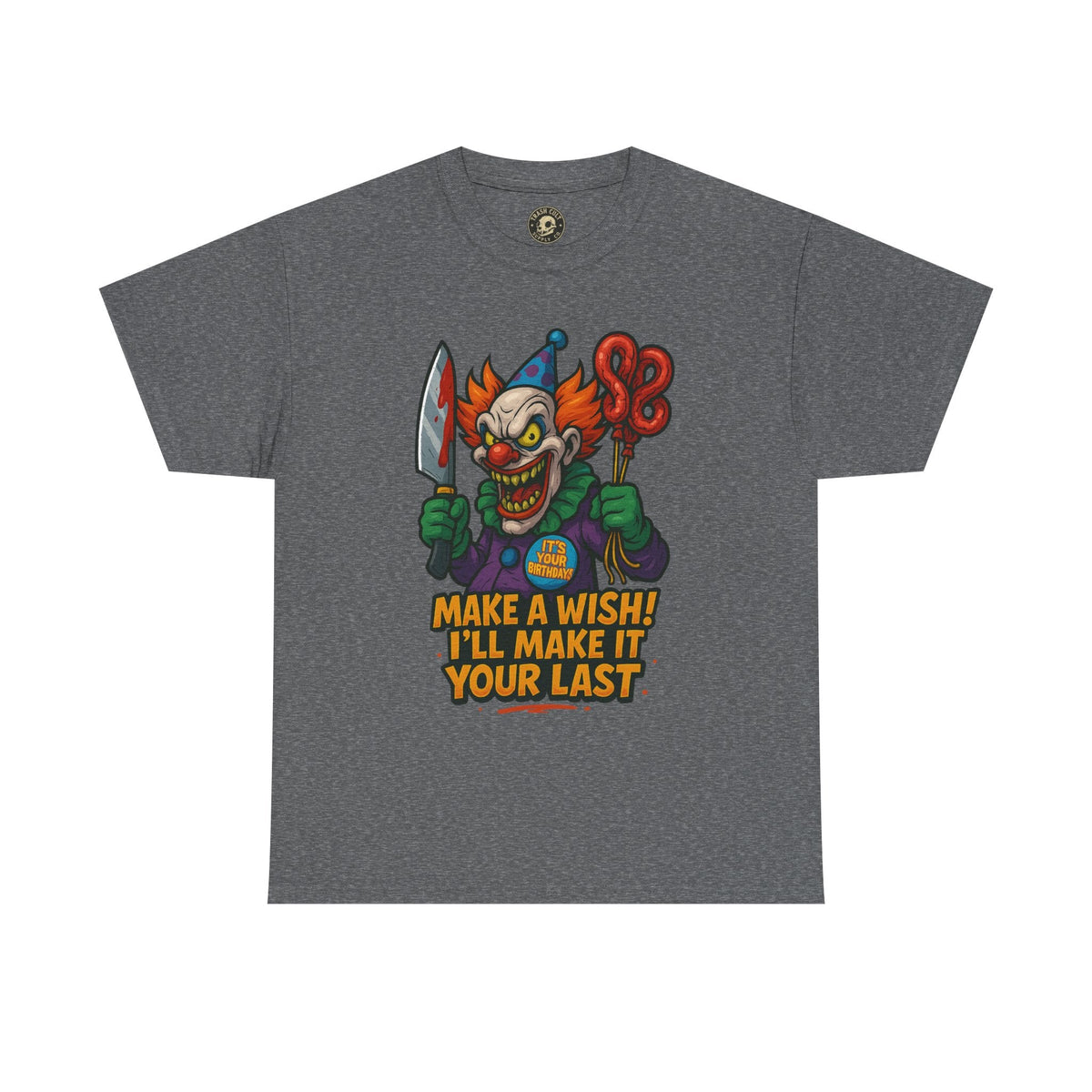 Creepy Clown Tee - Halloween Costume Shirt, Unisex Heavy Cotton Tee, Spooky Graphic Tee, Gag Gift, Horror Fan Apparel