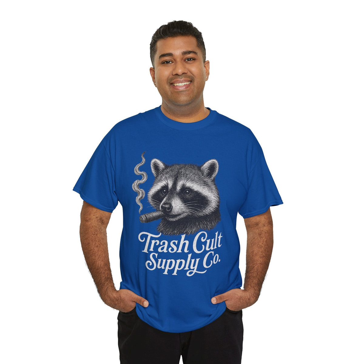Monochrome Raccoon Cigar Shirt – Trash Cult Supply Co. | Gildan 5000 Tee