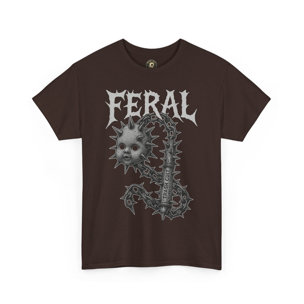 FERAL Spiked Doll Flail Tee – Halftone Gothic Weapon Shirt | Trash Cult Supply Co. | Gildan 5000