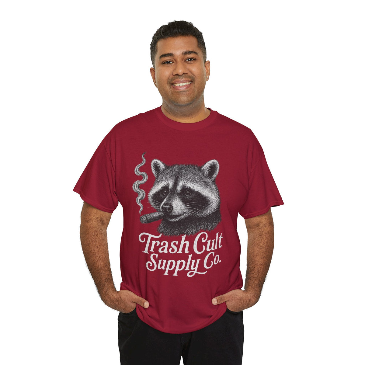 Monochrome Raccoon Cigar Shirt – Trash Cult Supply Co. | Gildan 5000 Tee