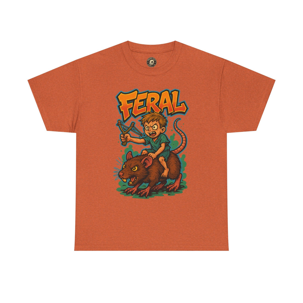FERAL Graffiti Rat Rider T-Shirt – Bold New School Streetwear | Gildan 5000 Chaos Graphic Tee
