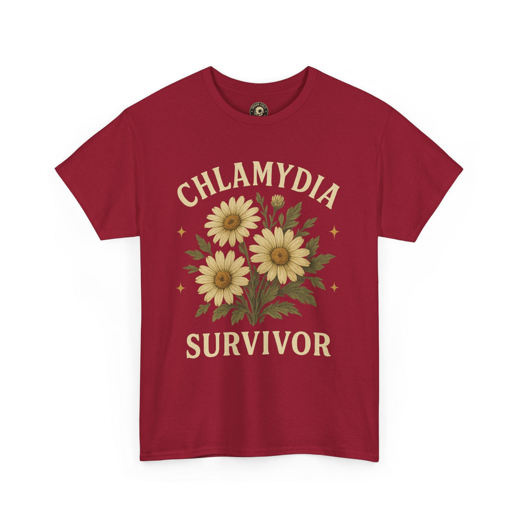 Chlamydia Survivor Vintage Floral Tee – Funny Bold Statement Shirt – Gildan 5000 Unisex Heavy Cotton