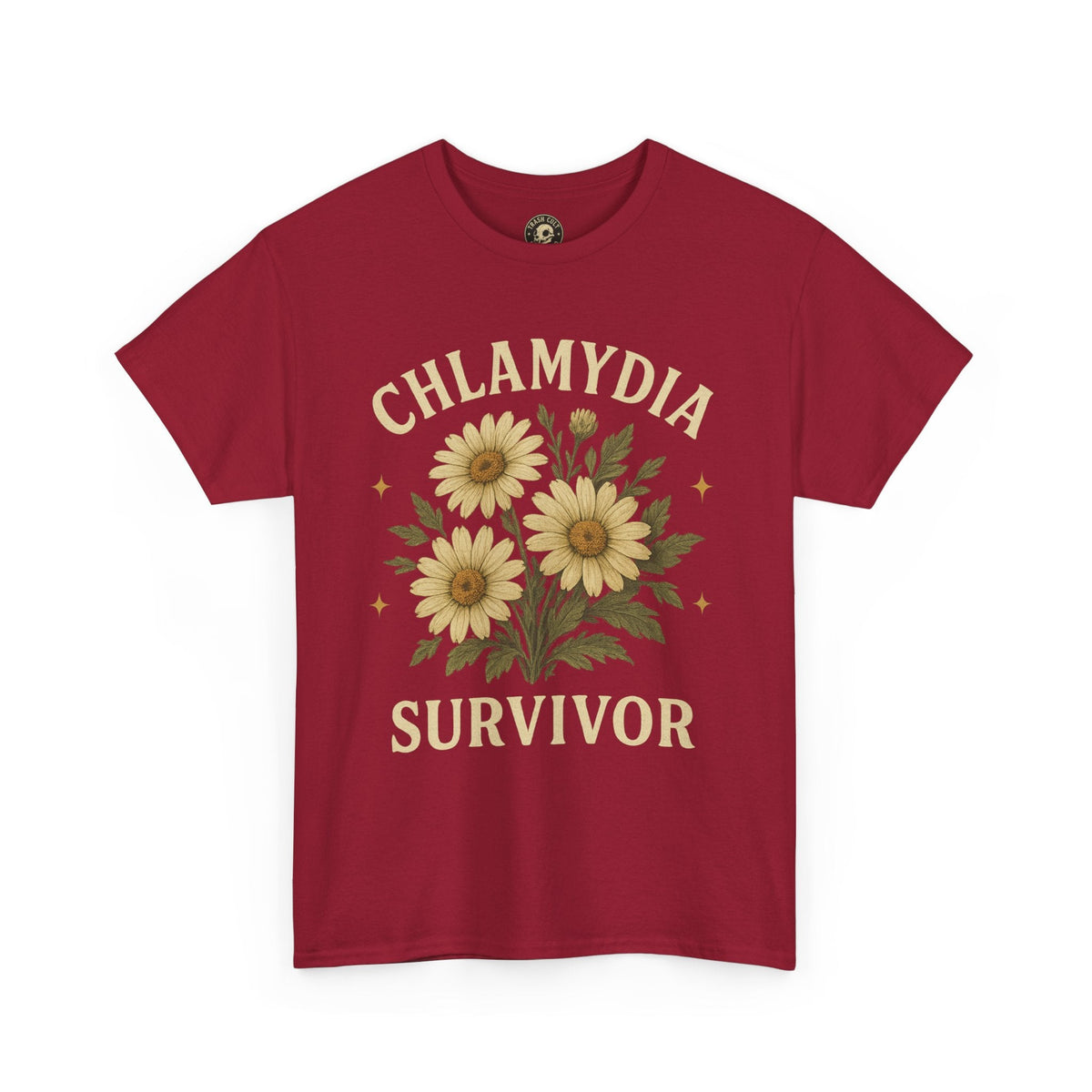 Chlamydia Survivor Vintage Floral Tee – Funny Bold Statement Shirt – Gildan 5000 Unisex Heavy Cotton