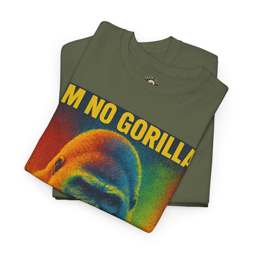 I’m No Gorilla But I Can Beat Off 100 Men Shirt – Multicolor Halftone Gorilla Tee on Gildan 5000