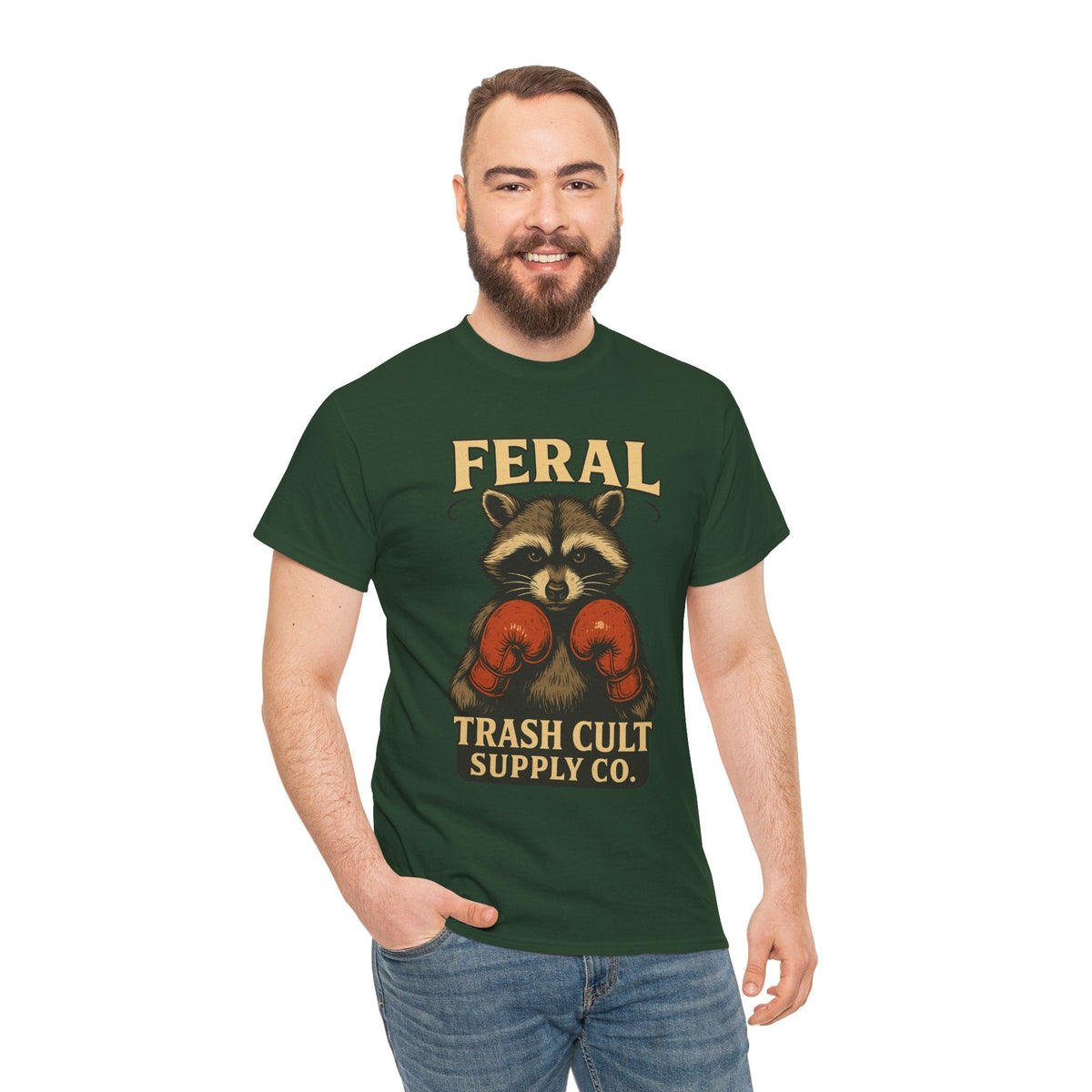 Feral Raccoon Tee - Unisex Heavy Cotton Tee, Cute Animal Shirt, Trendy Graphic Tee, Fun Gift for Animal Lovers, Casual Everyday Wear