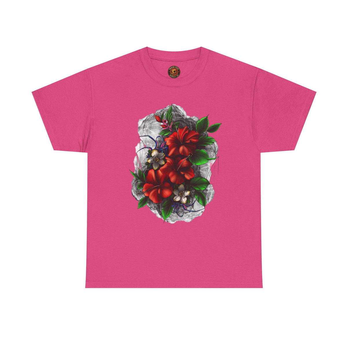 Crimson Bloom Tattoo T-Shirt – Lara Davenport x Trash Cult Supply Co. Collab (Gildan 5000)