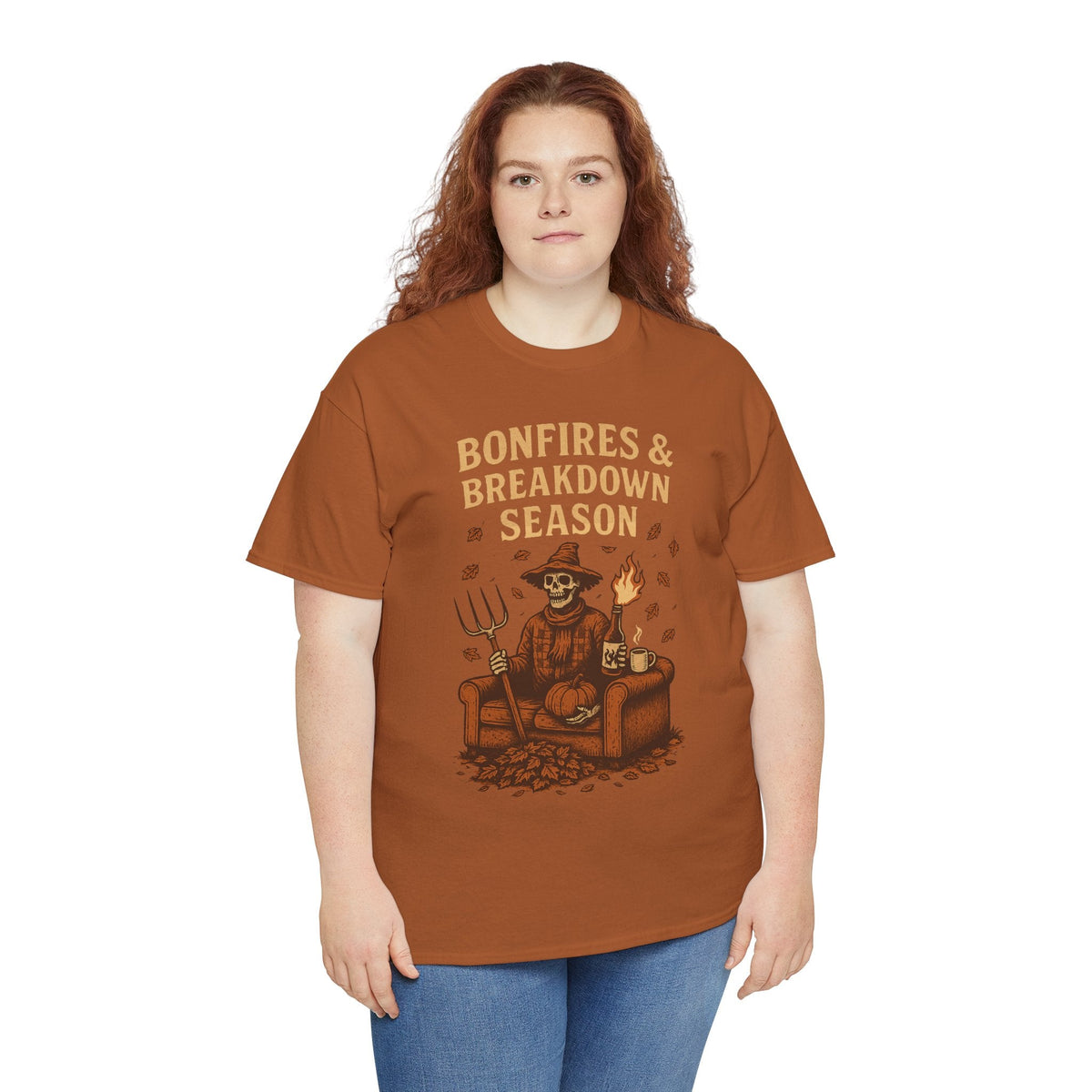 Bonfires & Breakdown Season Shirt – Skeleton Couch Chaos Tee – Fall of Humanity Collection – Trash Cult Supply Co.