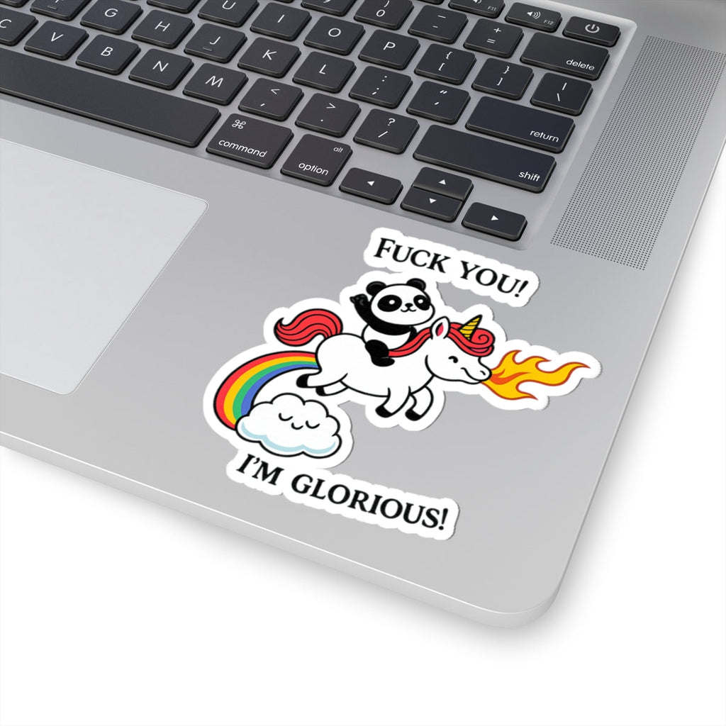 Whimsical Panda Unicorn Kiss-Cut Stickers, Funny Stickers, Laptop Decals, Cute Gift Ideas, Playful Decor, Rainbow Art