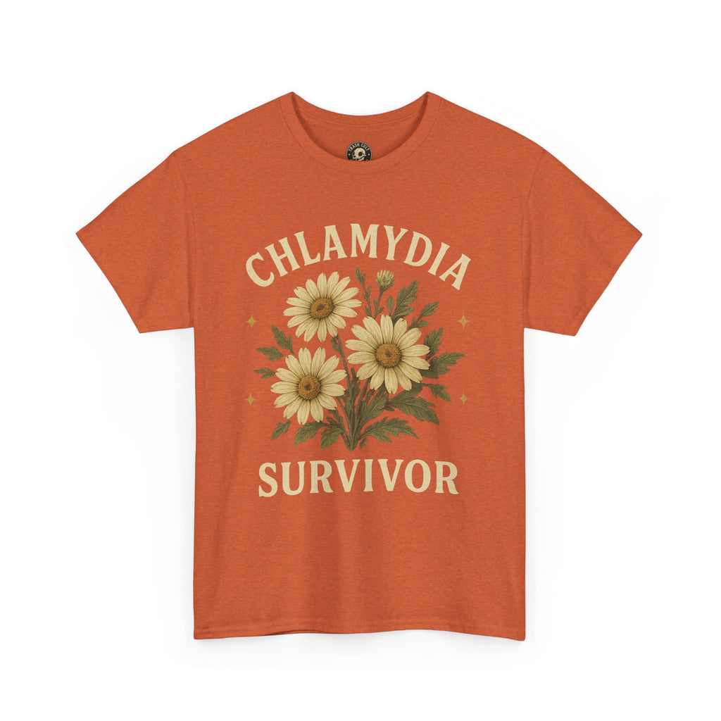 Chlamydia Survivor Vintage Floral Tee – Funny Bold Statement Shirt – Gildan 5000 Unisex Heavy Cotton
