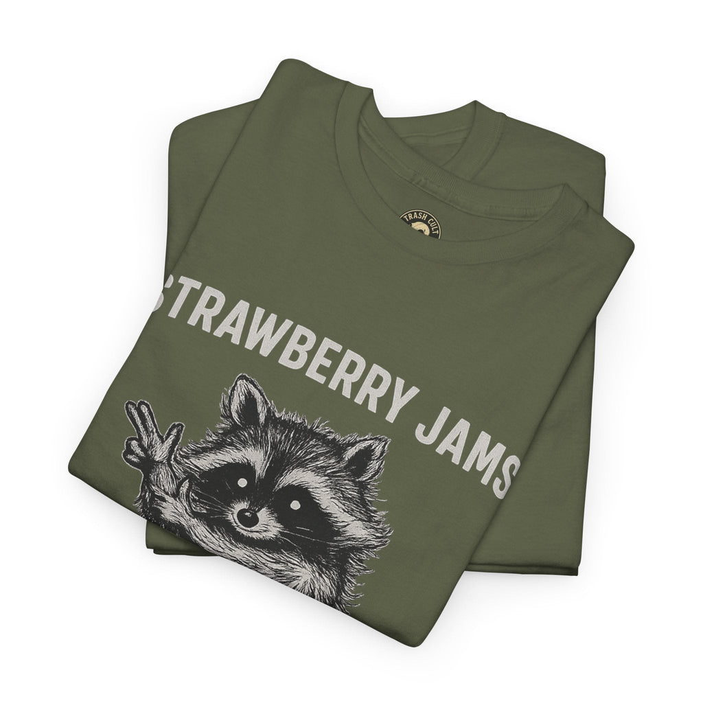 Strawberry Jams But My Glock Don’t Raccoon Shirt – Trash Cult Supply Co. Gildan 5000 Tee