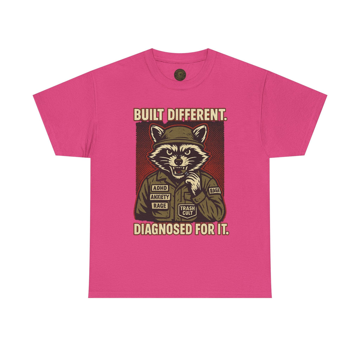 Built Different Diagnosed For It Military Raccoon Shirt – Gildan 5000