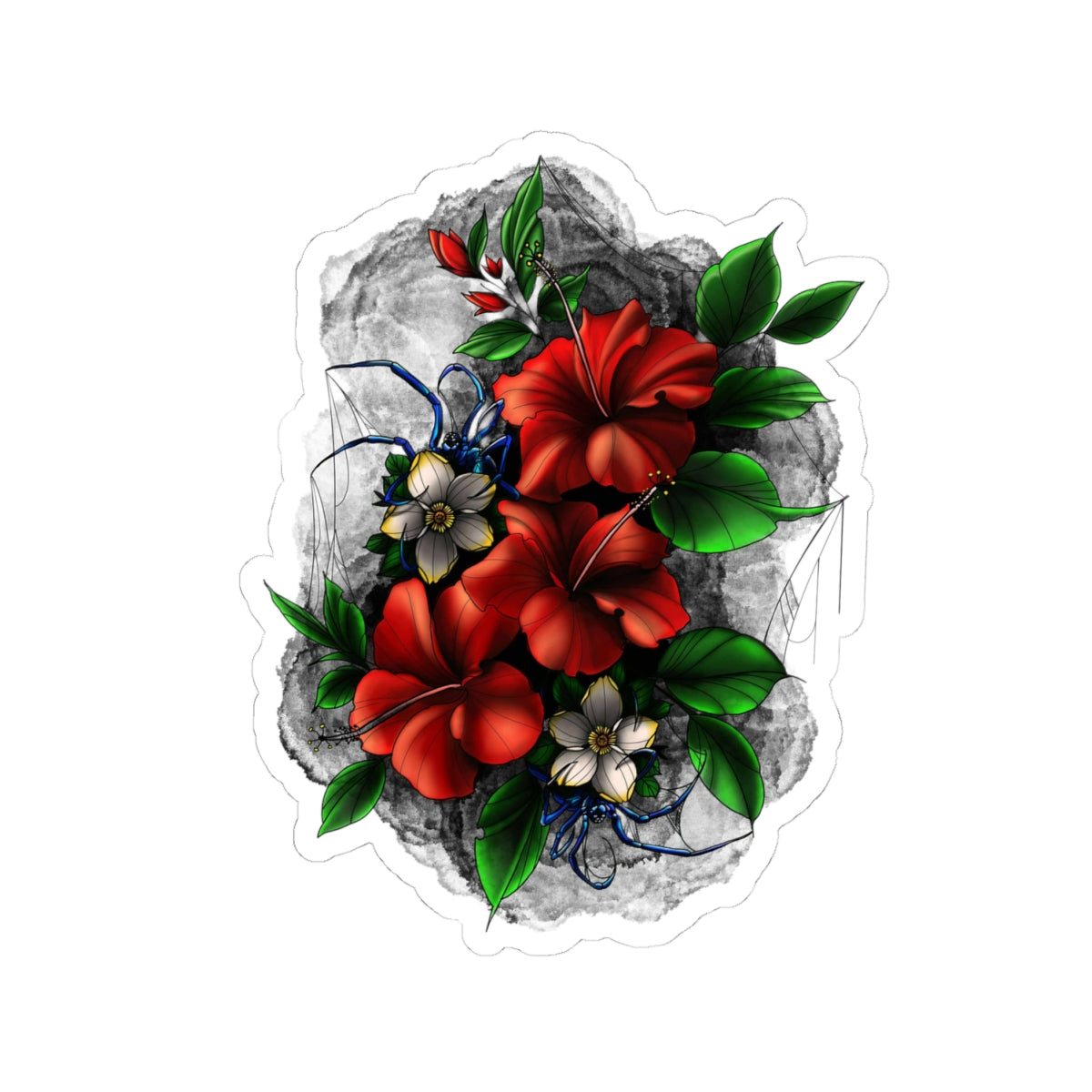 Crimson Hibiscus Stone Sticker – Lara Davenport x Trash Cult