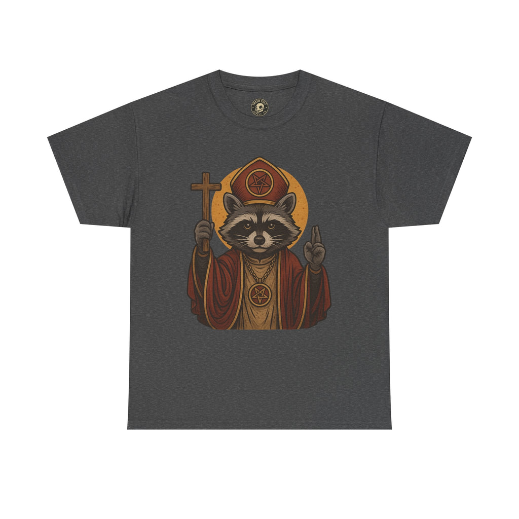 Holy Raccoon Pope Shirt – Funny Cult Priest Graphic Tee – Gildan 5000 Unisex