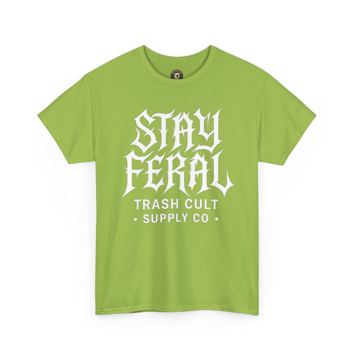 Unisex Heavy Cotton Tee - Stay Feral Graphic Tee, Streetwear Shirt, Gift for Wild Spirits, Eco-Friendly Casualwear, Summer Fashion
