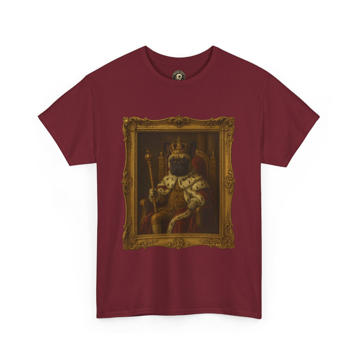 French Bulldog King Baroque Portrait Shirt – Funny Royal Dog Tee – Gildan 5000 Unisex Heavy Cotton