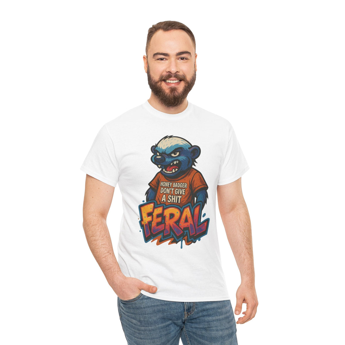 Feral Graphic Tee, Unisex Heavy Cotton T-Shirt for Casual Wear, Gift for Animal Lovers, Unique Streetwear, Funny Graphic Shirt