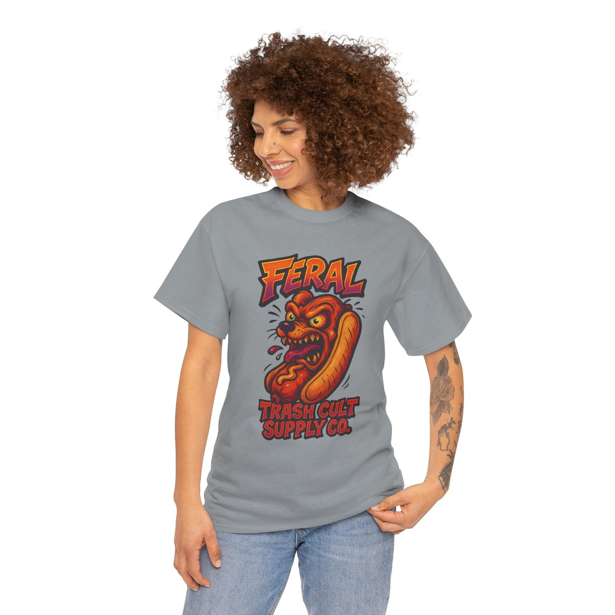 Feral Hot Dog Shirt – Bold Trashcore Art Tee | Trash Cult Supply Co | Gildan 5000 Unisex Fit
