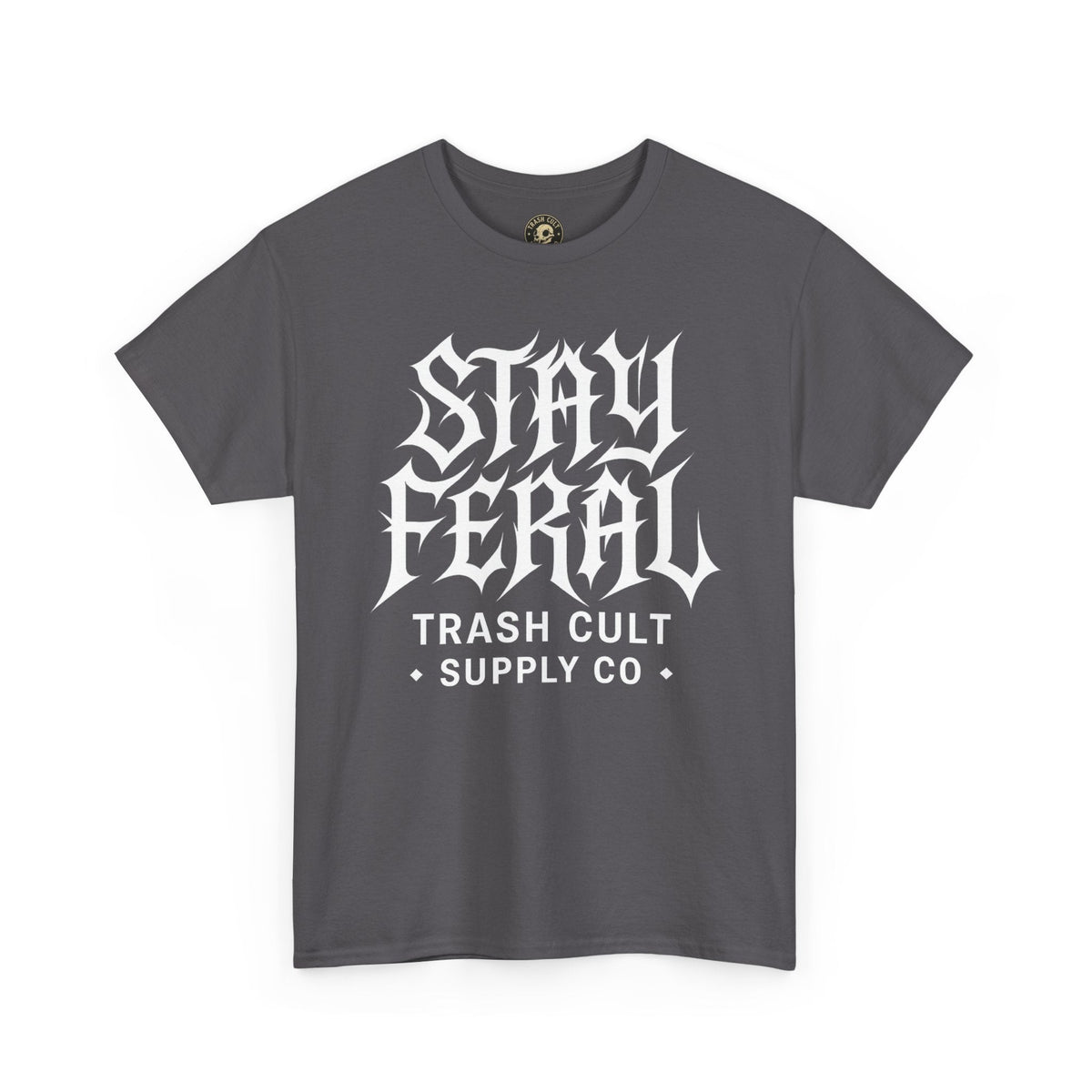 Unisex Heavy Cotton Tee - Stay Feral Graphic Tee, Streetwear Shirt, Gift for Wild Spirits, Eco-Friendly Casualwear, Summer Fashion