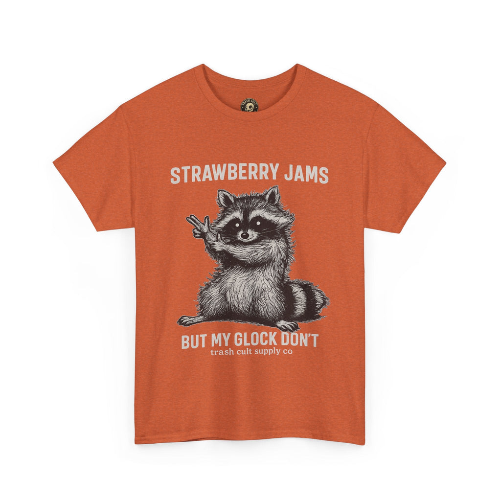 Strawberry Jams But My Glock Don’t Raccoon Shirt – Trash Cult Supply Co. Gildan 5000 Tee