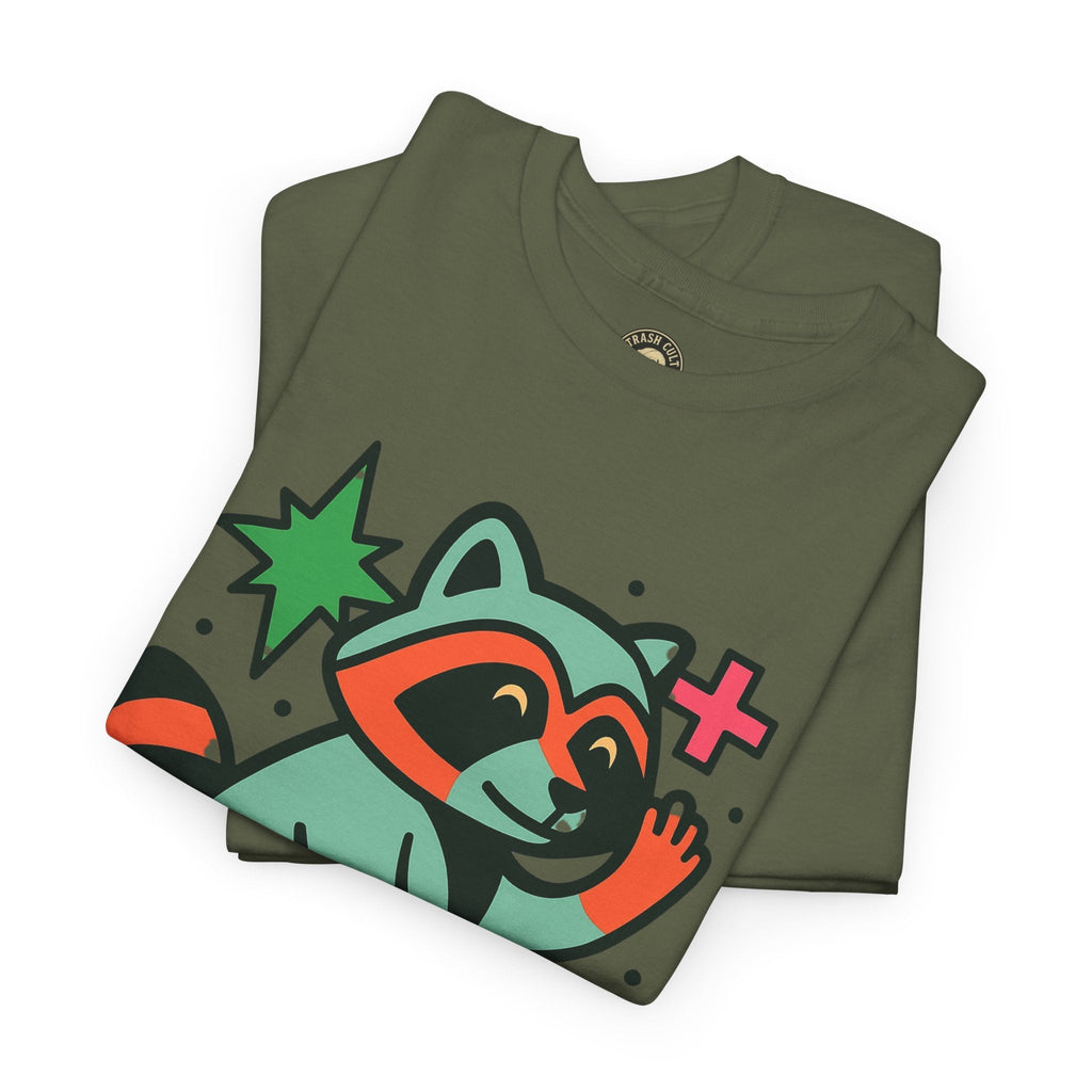 Playful Raccoon Unisex Heavy Cotton Tee | Cute Animal Shirt for Nature Lovers, Graphic Tee, Gift for Kids, Casual Wear, Eco-Friendly