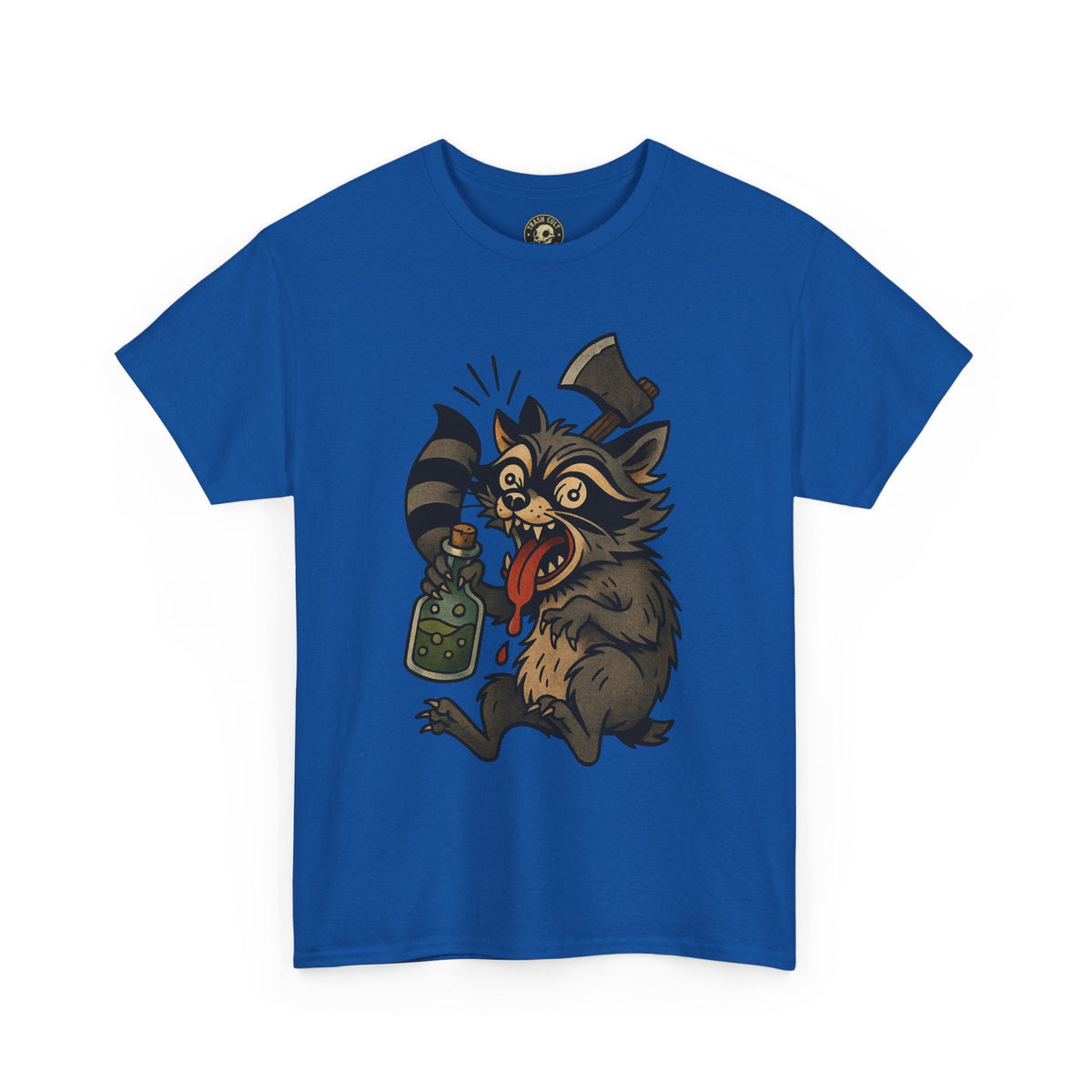 Unhinged Raccoon Shirt – Chaos Gremlin with Axe & Potion | Tattoo Style Tee