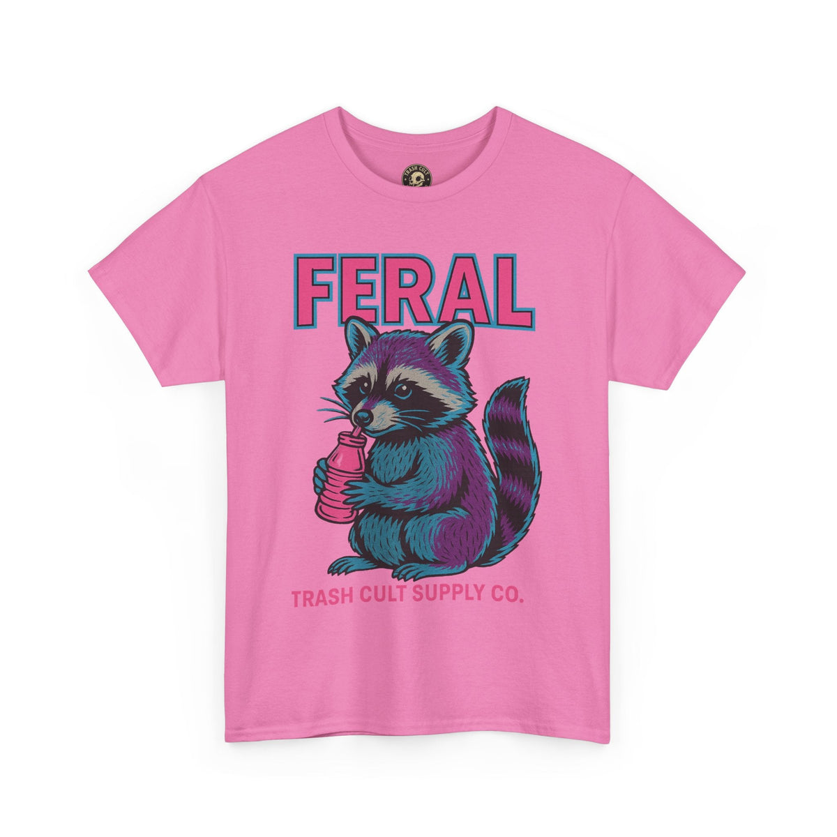 FERAL Raccoon 80s Retro Shirt – Trash Cult Supply Co. – Gildan 5000 Tee
