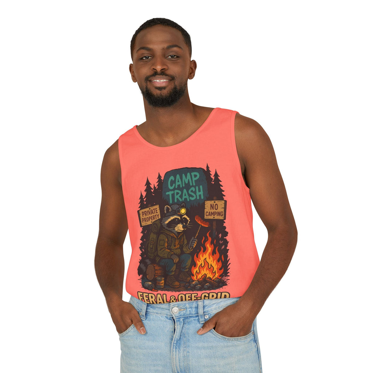 Camp Trash Raccoon Tank Top – Feral & Off-Grid Summer Shirt by Trash Cult