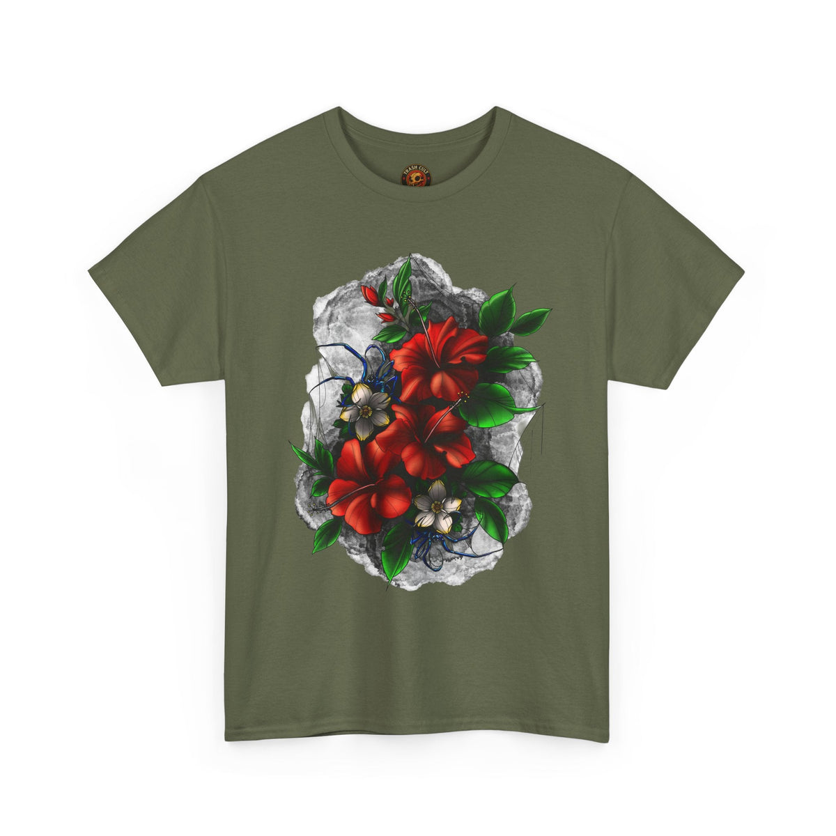 Crimson Bloom Tattoo T-Shirt – Lara Davenport x Trash Cult Supply Co. Collab (Gildan 5000)