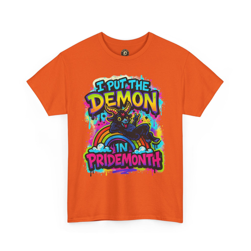 Pride Month Unisex Tee - I Put the Demon in Pride Month, LGBTQ+ Apparel, Rainbow Shirt, Festival Wear, Gift for Allies & Activists