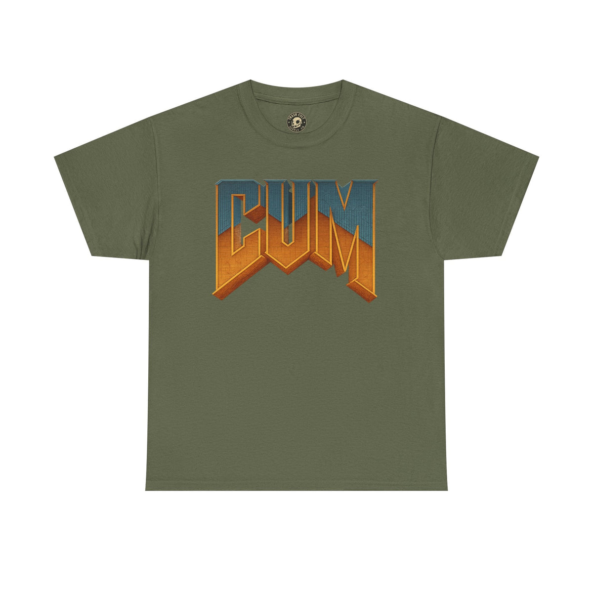 CUM Parody Metal Logo Shirt – Doom-Inspired Retro Gamer Tee on Gildan 5000