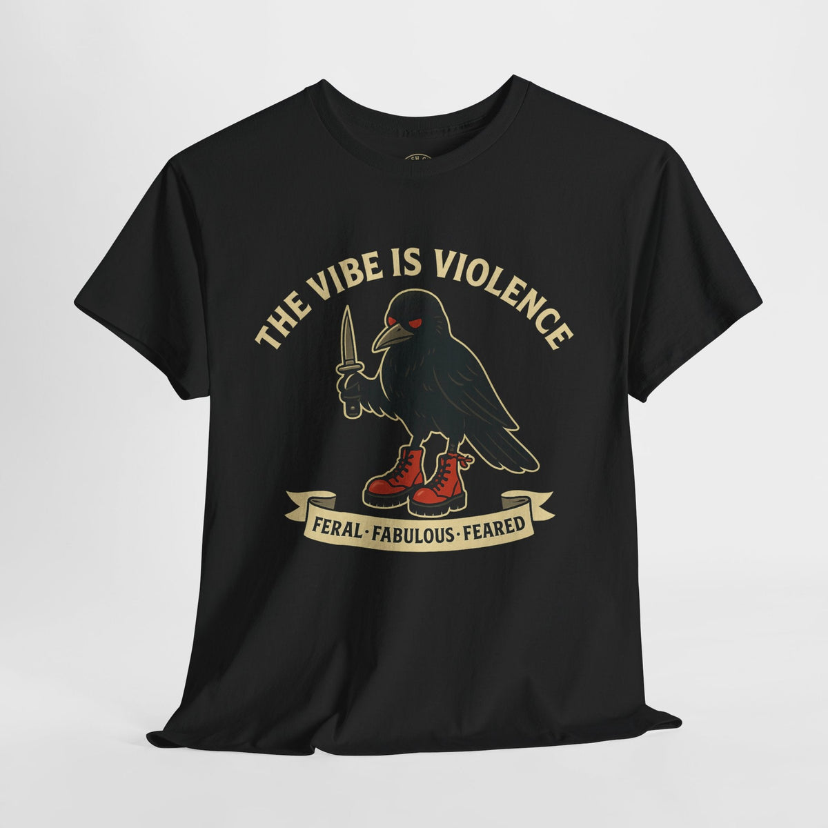 Edgy Graphic Tee: 'The Vibe is Violence' Unisex Heavy Cotton T-Shirt, Casual Wear, Statement Top, Gifts for Friends, Streetwear Fashion
