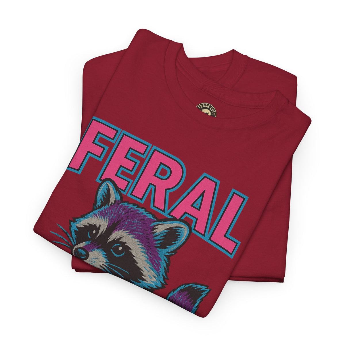 FERAL Raccoon 80s Retro Shirt – Trash Cult Supply Co. – Gildan 5000 Tee