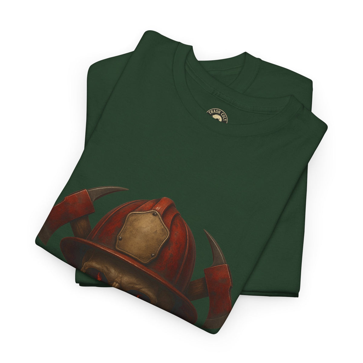 Skull Firefighter Tee, Unisex Heavy Cotton Shirt, Firefighter Gift, Halloween Costume T-Shirt, Unique Graphic Tee, Casual Wear