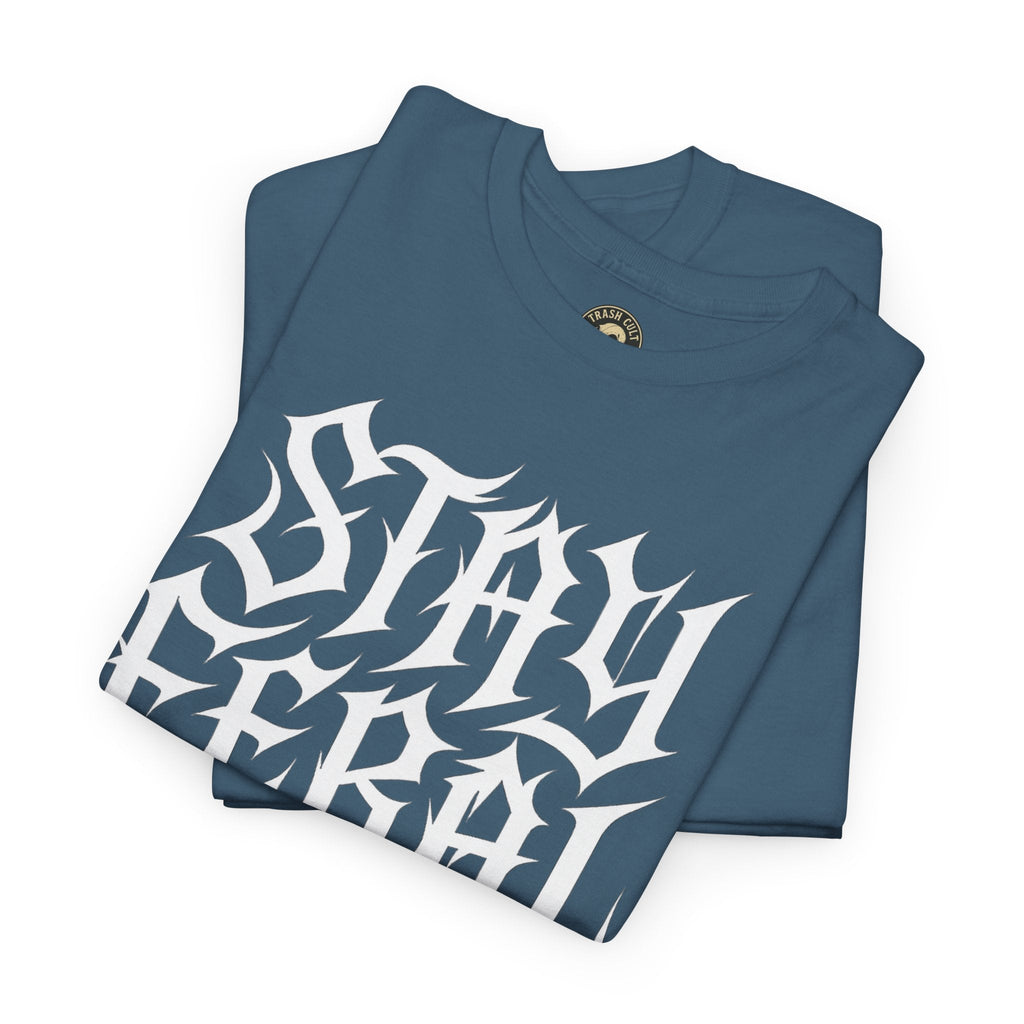 Unisex Heavy Cotton Tee - Stay Feral Graphic Tee, Streetwear Shirt, Gift for Wild Spirits, Eco-Friendly Casualwear, Summer Fashion