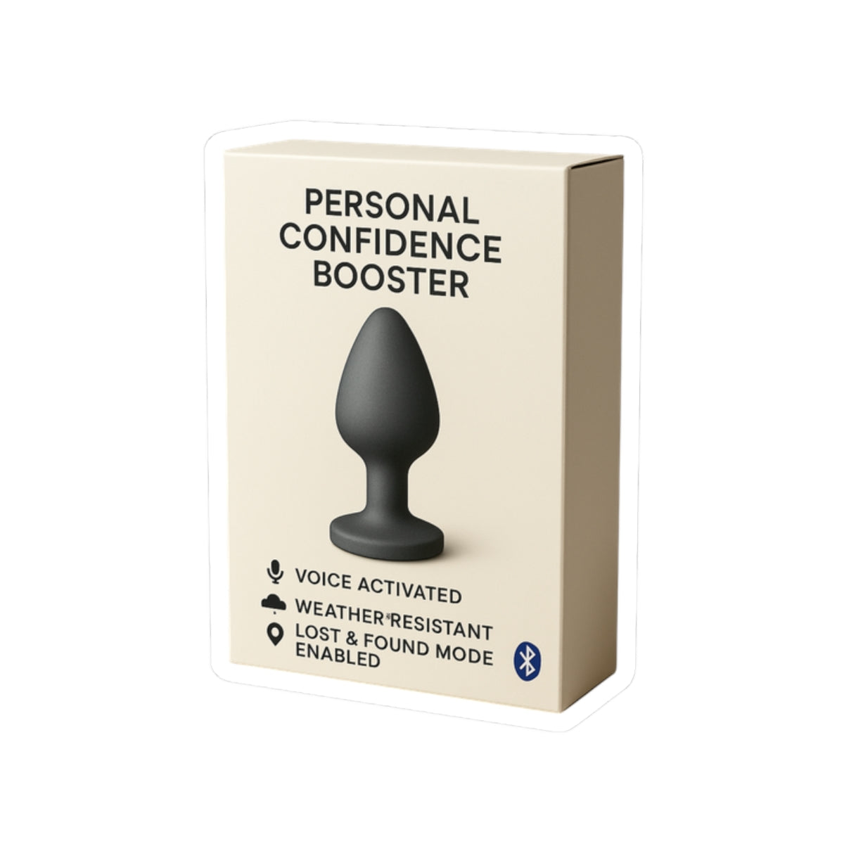 Personal Confidence Booster Sticker – Funny Bluetooth Gadget Parody | Kiss Cut Sticker
