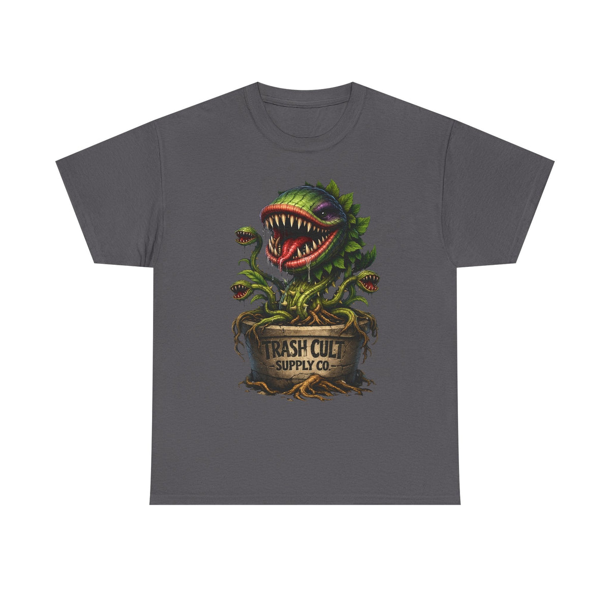 Carnivorous Plant Graphic Tee — "Trash Cult Supply Co." Potted Monster Shirt