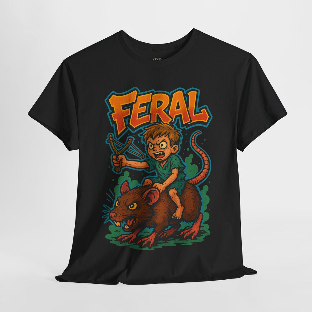 FERAL Graffiti Rat Rider T-Shirt – Bold New School Streetwear | Gildan 5000 Chaos Graphic Tee