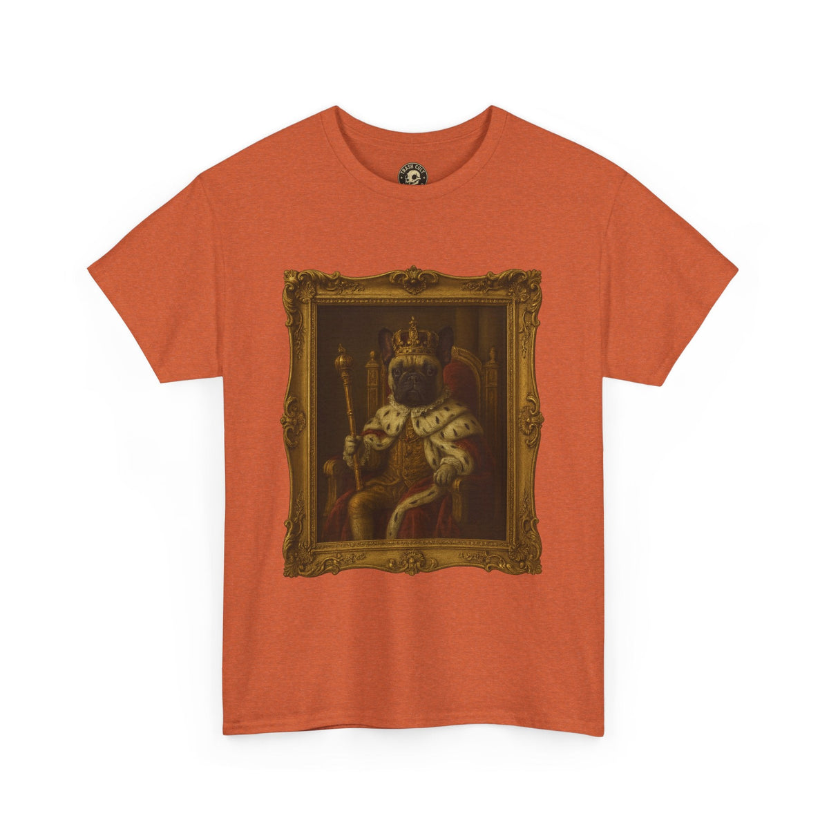 French Bulldog King Baroque Portrait Shirt – Funny Royal Dog Tee – Gildan 5000 Unisex Heavy Cotton