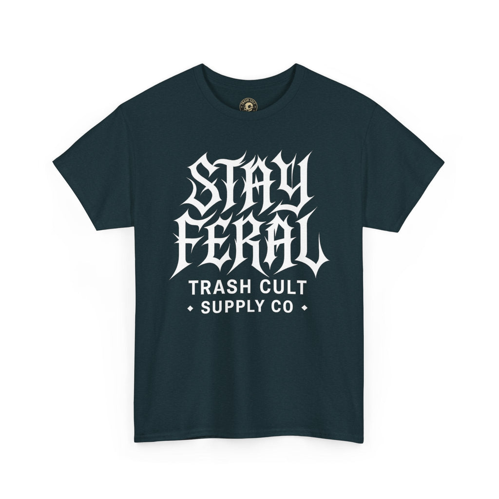 Unisex Heavy Cotton Tee - Stay Feral Graphic Tee, Streetwear Shirt, Gift for Wild Spirits, Eco-Friendly Casualwear, Summer Fashion