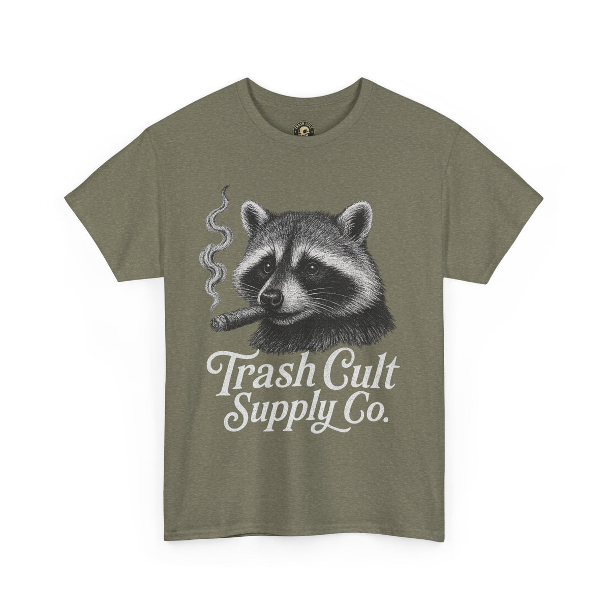 Monochrome Raccoon Cigar Shirt – Trash Cult Supply Co. | Gildan 5000 Tee