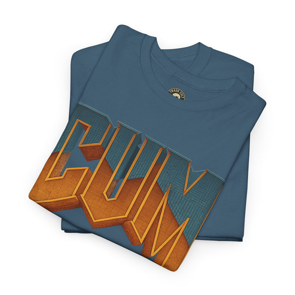 CUM Parody Metal Logo Shirt – Doom-Inspired Retro Gamer Tee on Gildan 5000