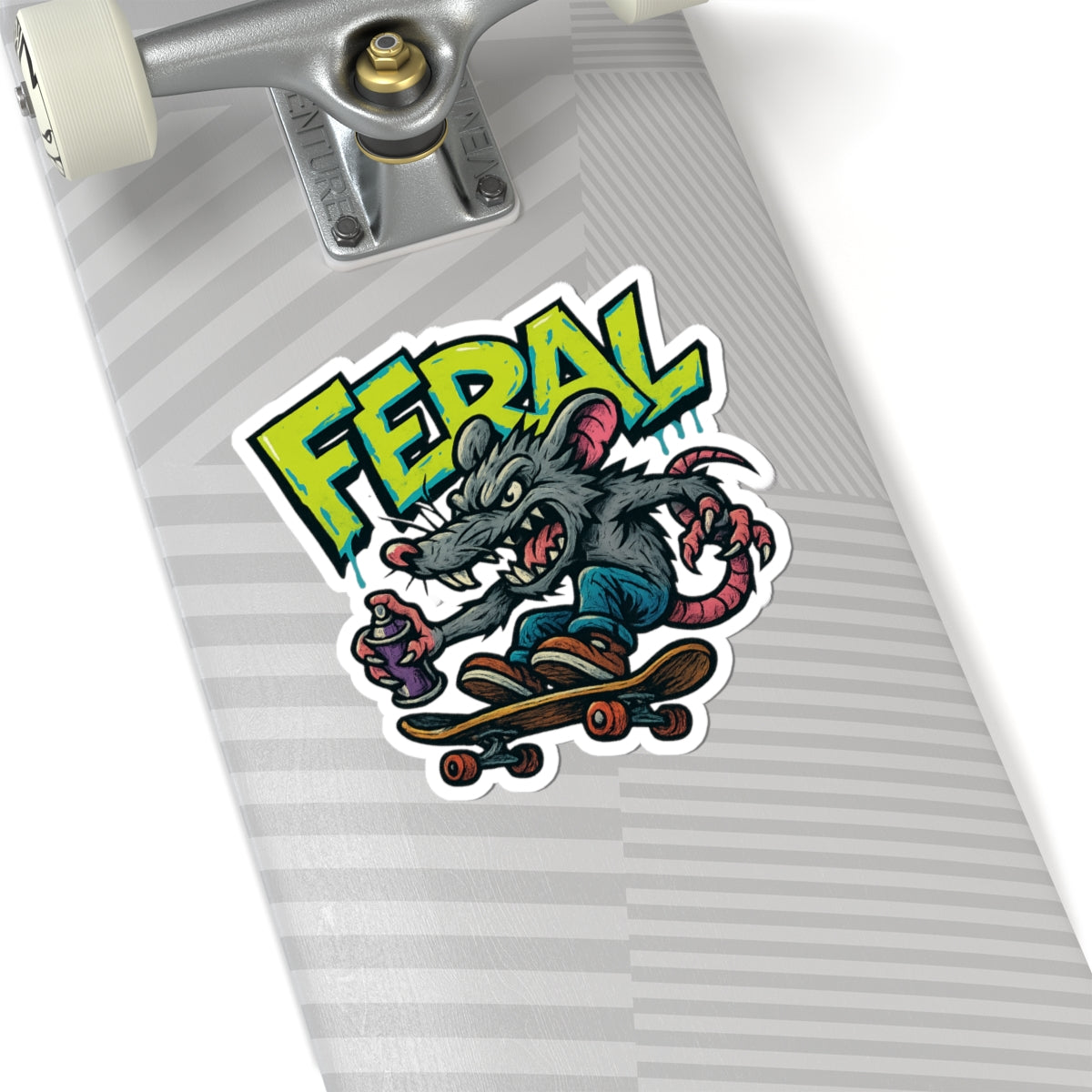 Feral Skate Rat Stickers | Cool Kiss-Cut Decals for Laptops, Water Bottles, Skateboards, Party Favors, Graffiti Lovers