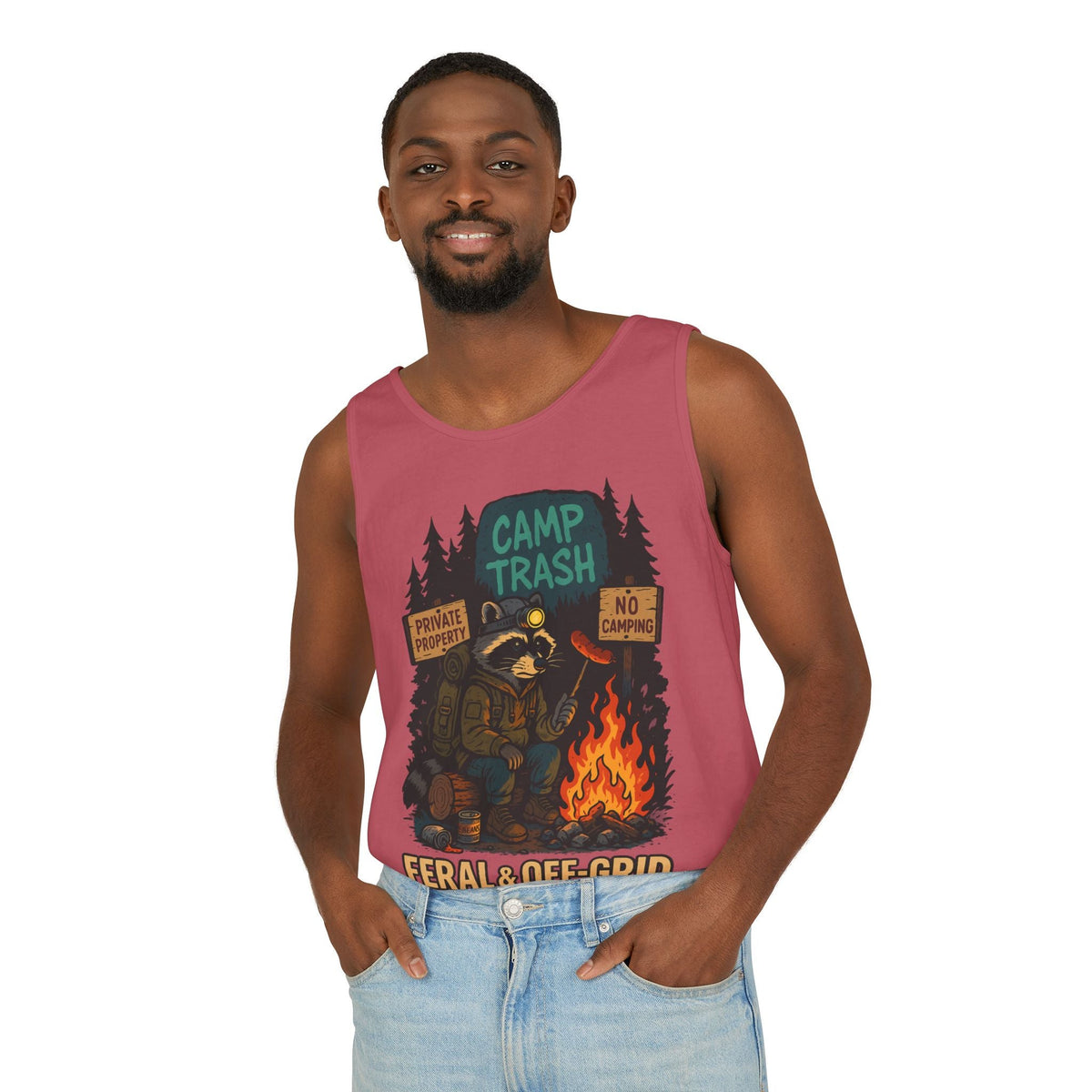 Camp Trash Raccoon Tank Top – Feral & Off-Grid Summer Shirt by Trash Cult