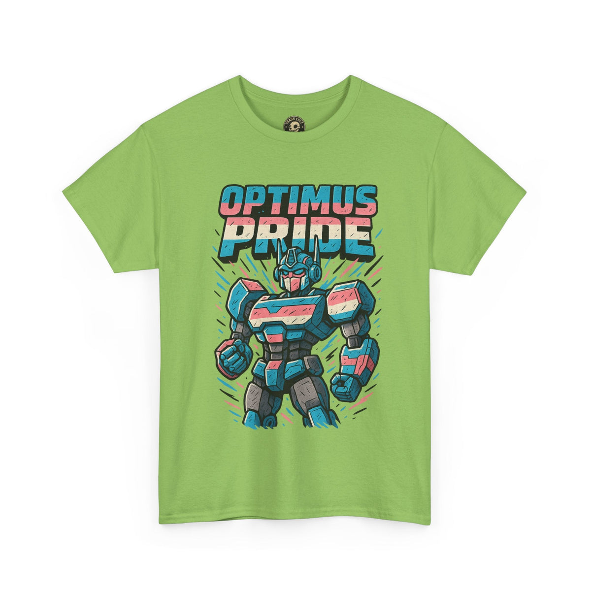 Optimus Pride T-Shirt – Funny Trans Mech LGBTQ+ Graphic Tee | Unisex Heavy Cotton Nerd Pride Shirt