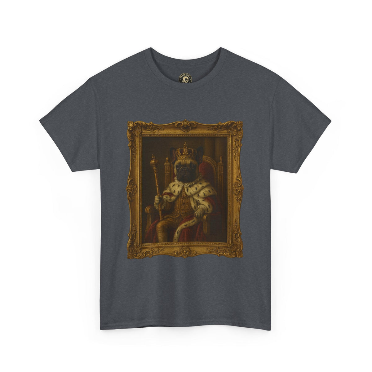 French Bulldog King Baroque Portrait Shirt – Funny Royal Dog Tee – Gildan 5000 Unisex Heavy Cotton