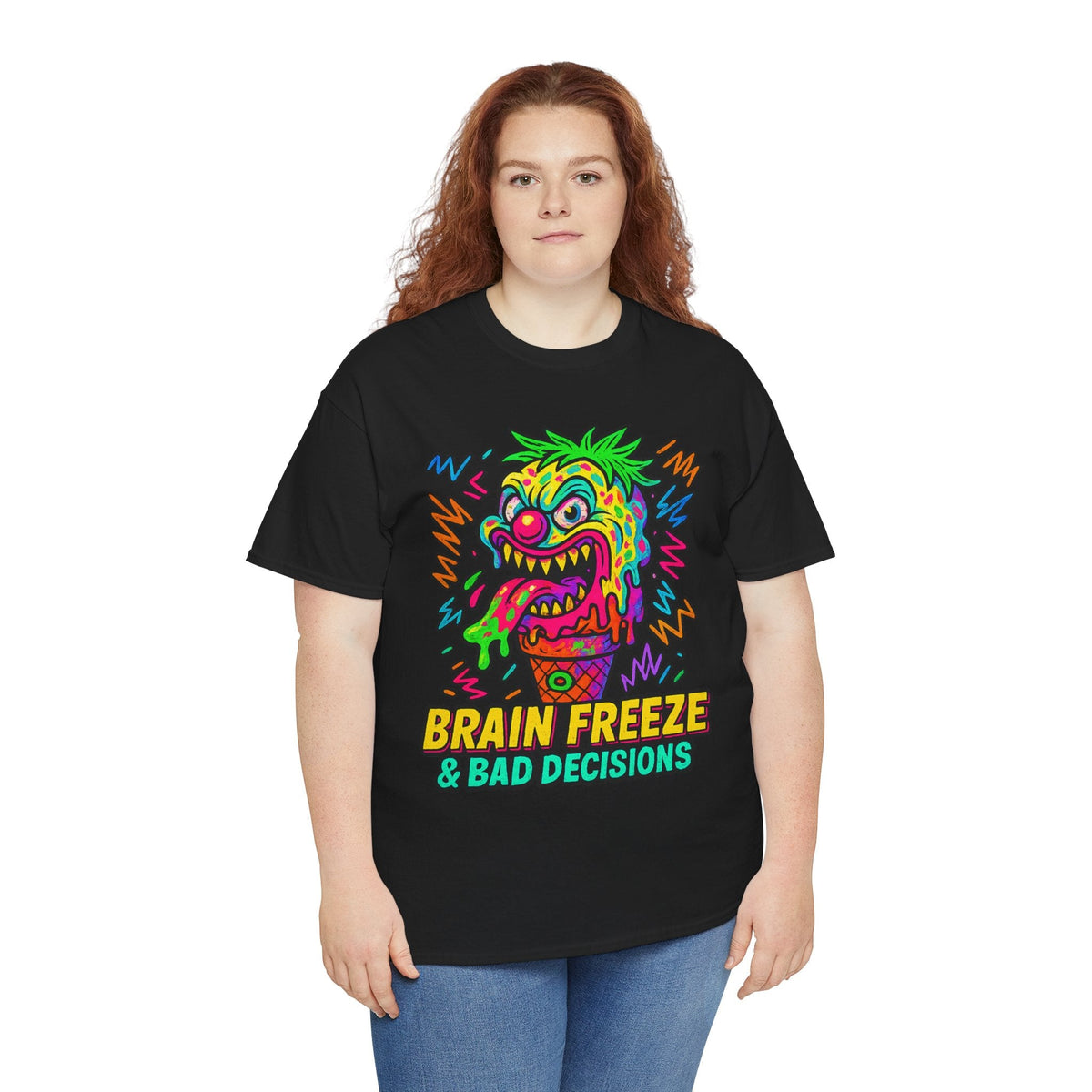 Brain Freeze & Bad Decisions – Limited Edition Neon Ice Cream Monster Tee | Gildan 5000 | Illuminasty Drop